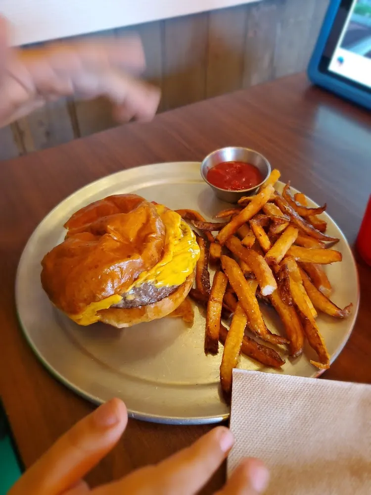 Fungus Burger and Sweet Potato Fries